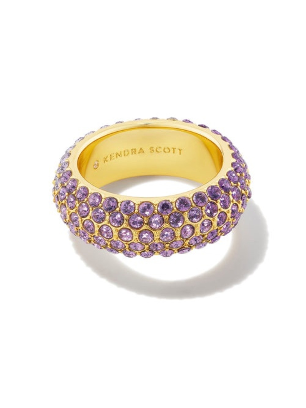 Kendra Scott Mikki Gold Pave Band Ring in Purple Mauve Ombre Mix. Size 8